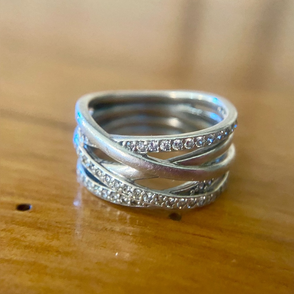 Pandora Sterling Silver Cubic Zirconia Timeless Sparkling Ring size 7.5